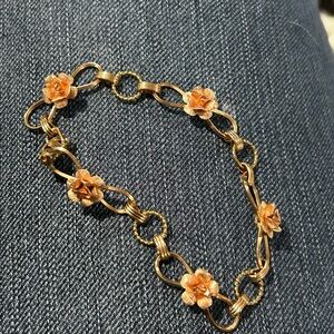 Vintage Krementz 3D Rose Link 7" Bracelet